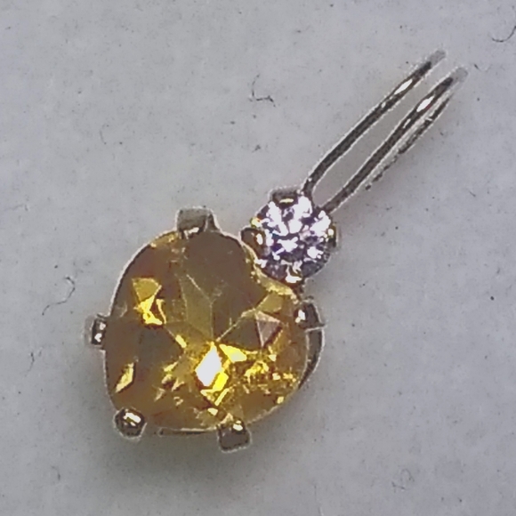 Mini 14KT Gold Citrine Heart & Diamond Vntg Charm / Pendant Clyde Duneier - Picture 5 of 5